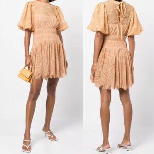 JONATHAN SIMKHAI Bristol Lace Knee-Length Dress Size S | US 4 - Peach